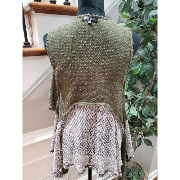 101 Idees Women's Green Cotton & Acrylic Sleeveless Knit Sweater Size Small - Picture 8 of 12